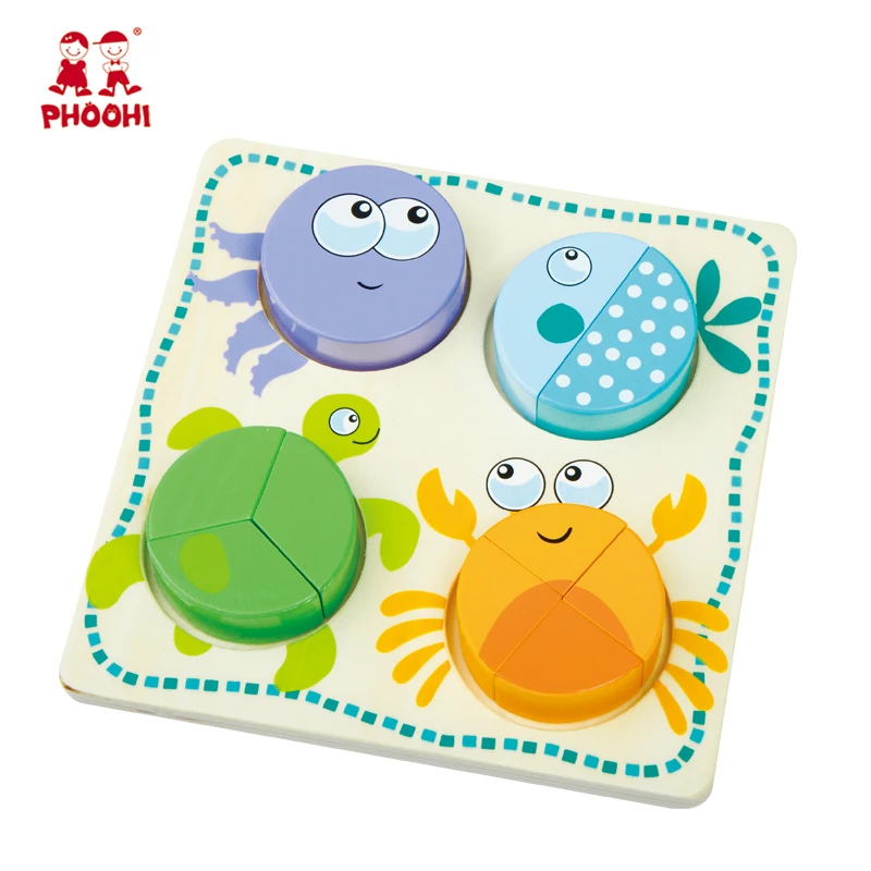 Развивающие игрушки для малышей деревянные детские Морские животные Форма соответствия Коренастый