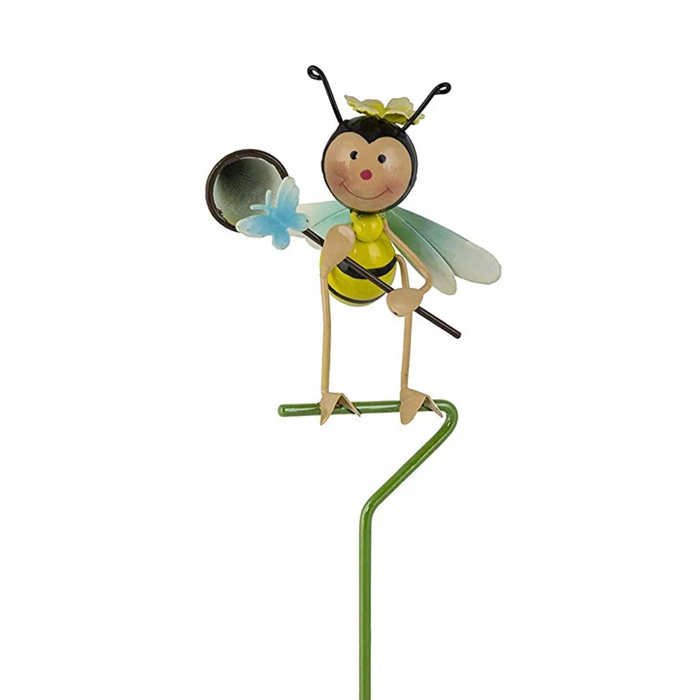 Metal  Gnomes Bird  Plant Stake Bee:8.5*5.5*34CM