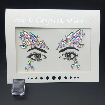 Rave Festival Face Jewels Stick On Crystals Face Stickers Glitter Rainbow Tears Rhinestone Temporary Tattoo