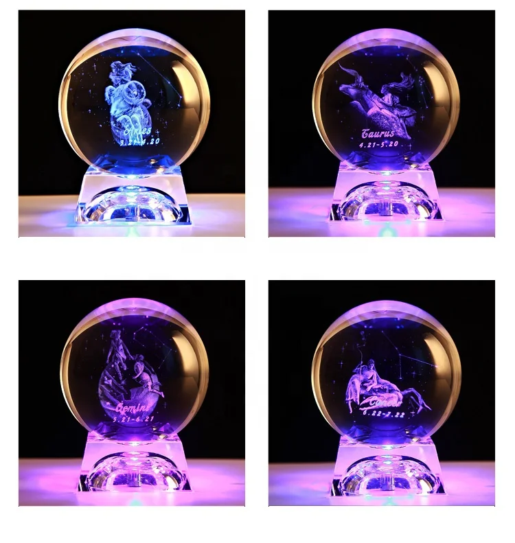 3D sistema solar 80mm bola de cristal planetas bola de vidro globo gravado  decoração em miniatura com interruptor de toque cabo usb luz led presente