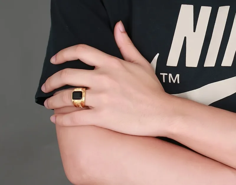 Exaggeration Restoring Ancient Ways Finger Ring Stainless Steel Dragon Shaped Gold Printed Finger Ring