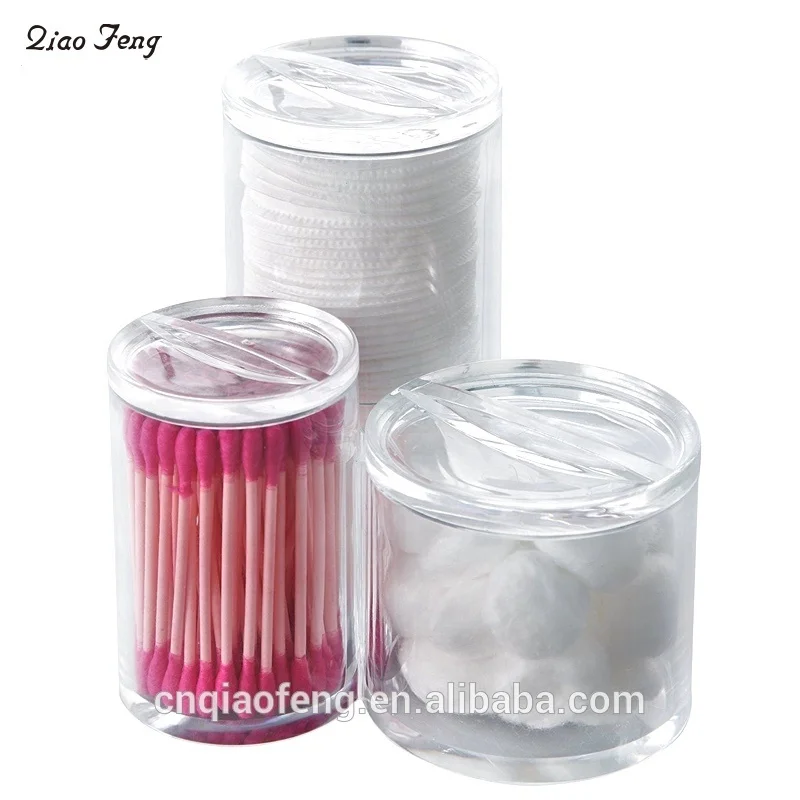 Compactor Cotton Bud/Wool Holder with Lid Transparent 