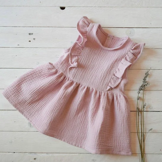 white linen baby dress