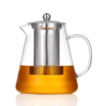 2025 New Product Borosilicate Hand Blown Tea Pot Sets Glass Teapot Pyrex Glass Teapot With stainless steel Infuser