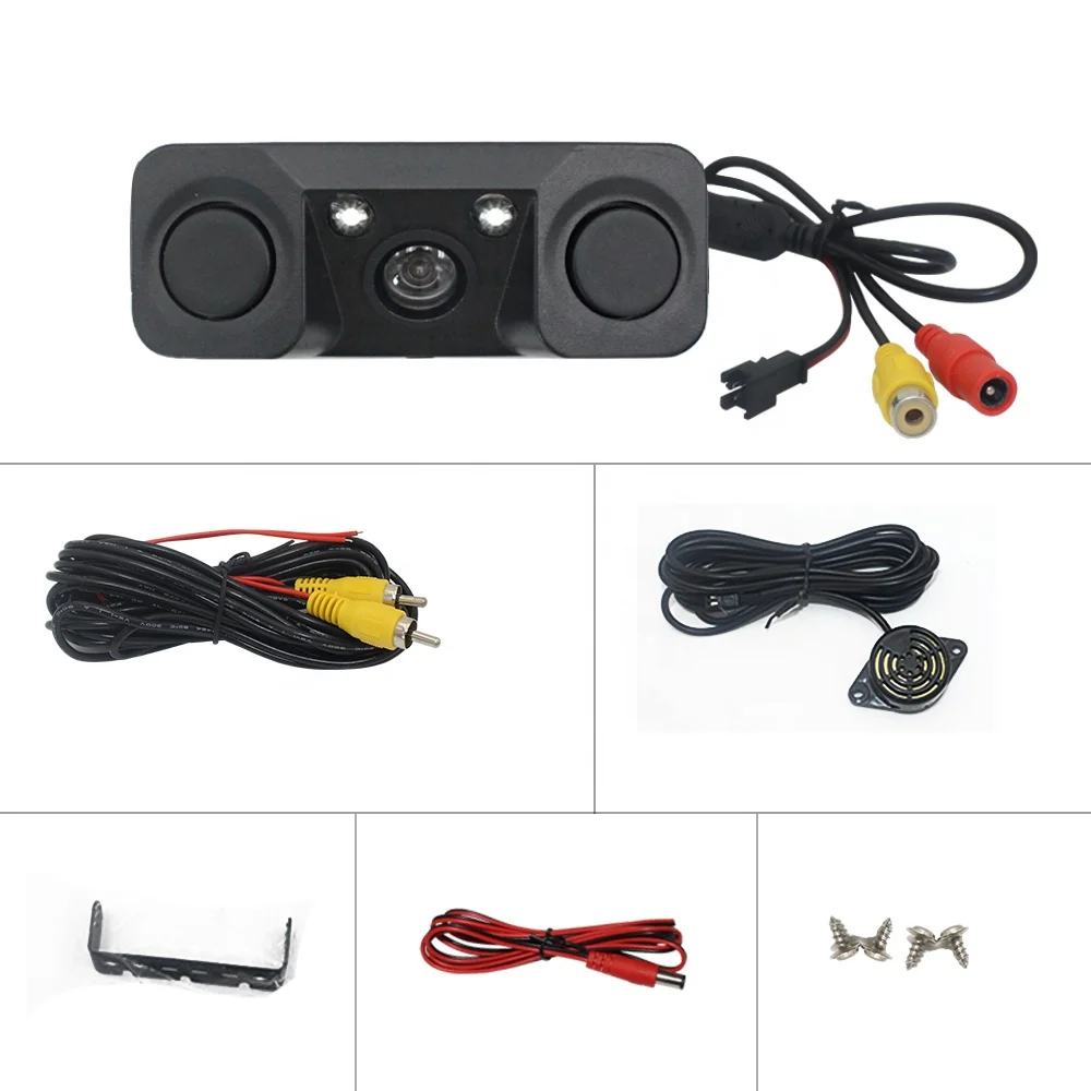 Car Rear View Camera DC12V Reversing Parking System Rearview Monitor Waterproof Night Vision Backup Camera with 2 Sensors