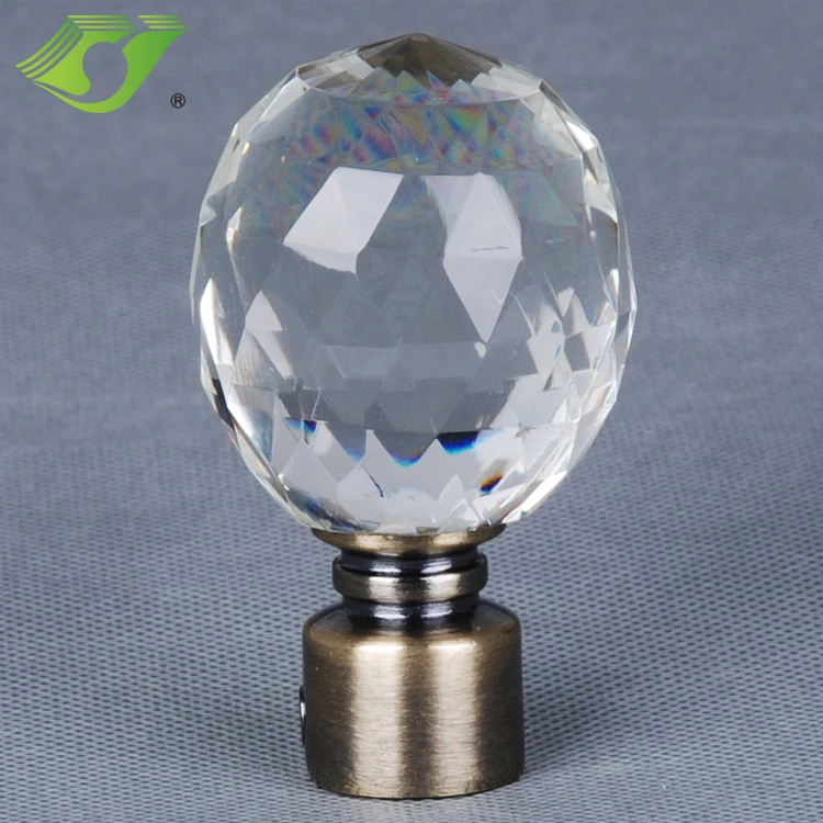 Crystal Ball Curtain Finial European Curtain Rod Accessories Good Sell Decoration Round 19mm Curtain Poles Tracks Accessories