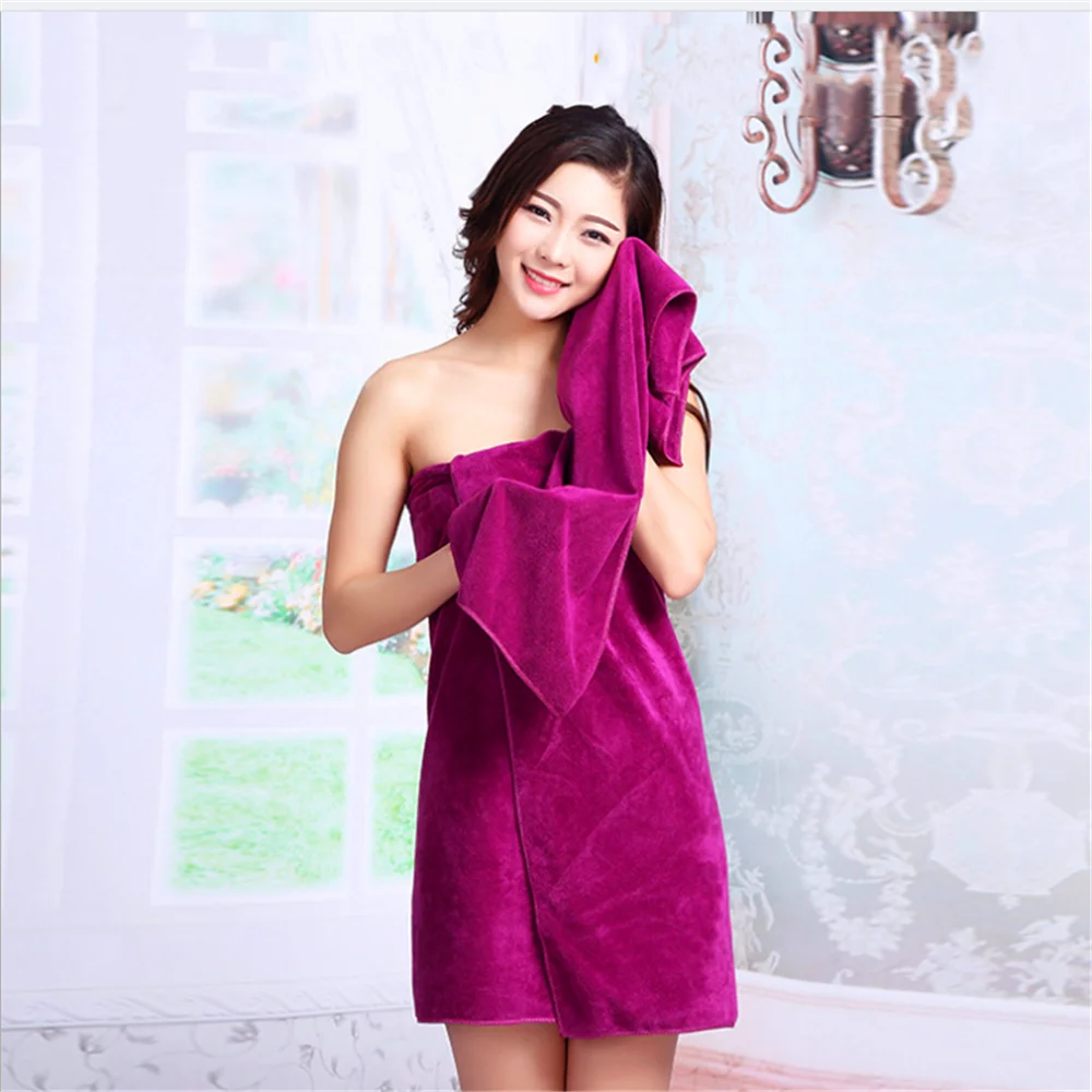 Cute Women Wearable Fast Drying Microfiber Bath Towel Bathrobe Bath Skirt USA 