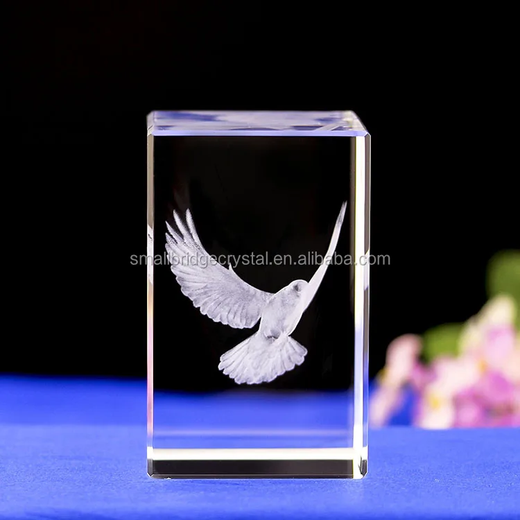 Groothandel Souvenir Kristal Vrede Vogels Dieren K9 Laser Kristal Glas Kubus Voor Geschenken