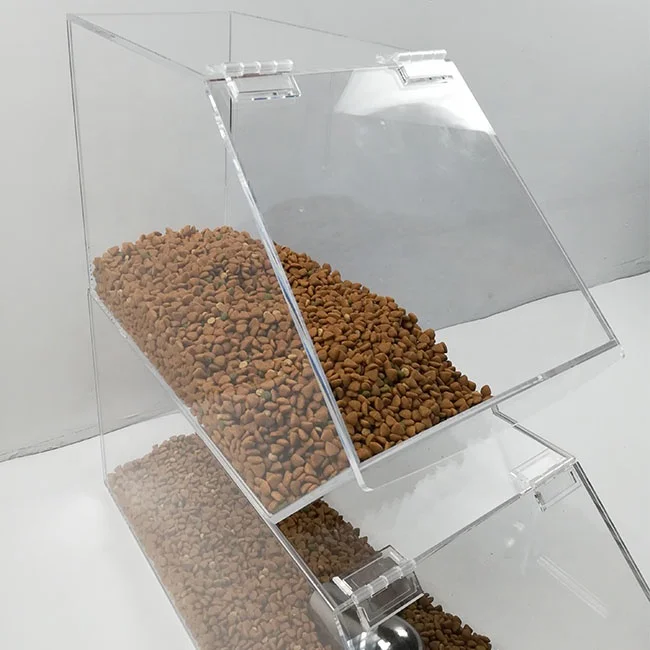 Custom OEM Stackable Transparent Acrylic Candy Dispenser Container Boxes Acrylic Candy Bins with Scoop