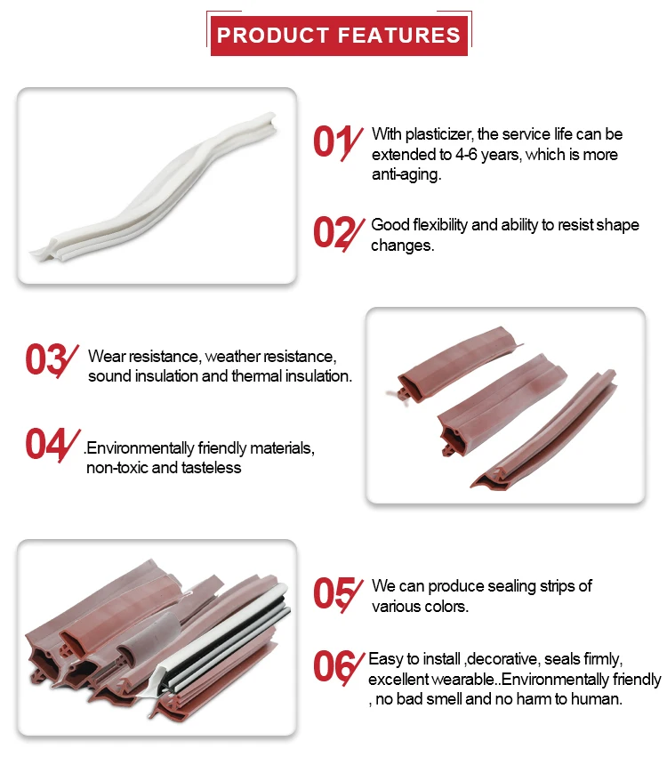 Low Price Straight Edge Trim PVC Sealing Strip Waterproof strips For Shower Door