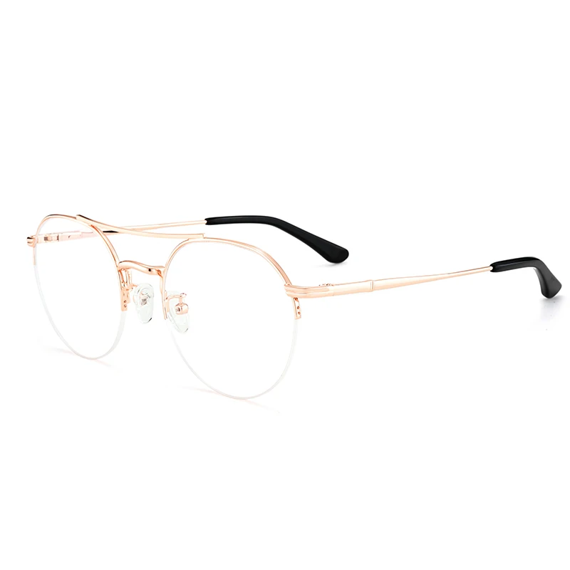 High End Hand Made Round Metal Optical Glasses Frames Double Bridge Eyeglasses Frames CE Certified Blue Light Blocking Glasses