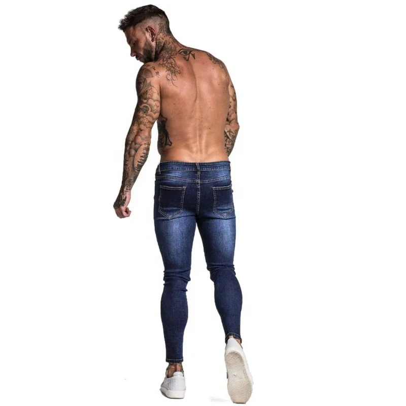 GINGTTO New Style Super Stretch Tight Fit Denim Long Pent Spray Paint Funky  Jeans for Men