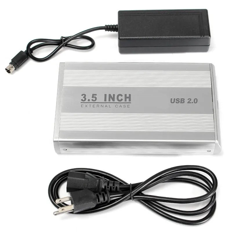 3.5 inch USB 2.0 Aluminum External SATA Hard Drive Enclosure Case Black NEW 