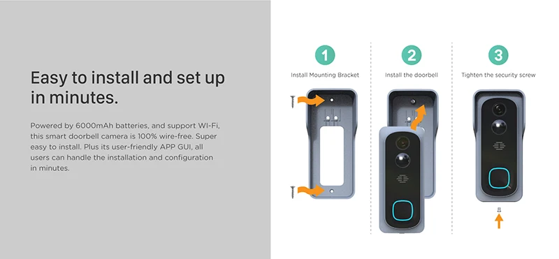 
 Высококачественный водонепроницаемый аудиодомофон Smart Home 1080P с питанием от батарейки, домофон с Wi-Fi, беспроводной дверной Звонок  