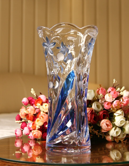 Classy Colored Glass Vase With Elegant Embossed Design, Wedding Glass Fiber Vase Walkway Stand for Wedding Decoration