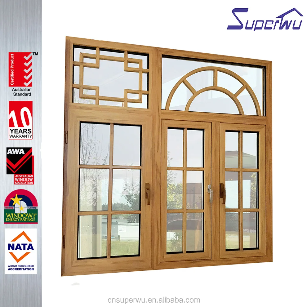 Customized wood color thermal break aluminum stainless steel window specification of aluminium doors and windows