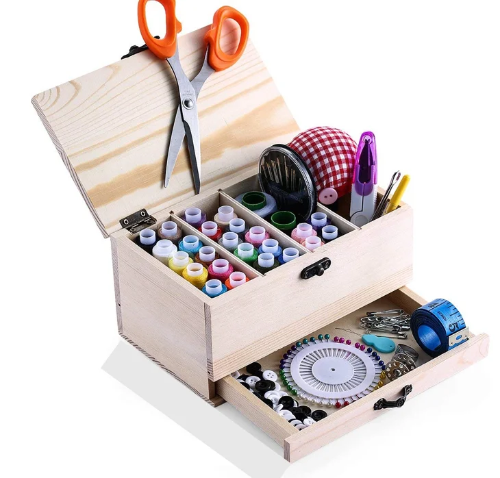 Custom Wooden Sewing Basket Sewing Box