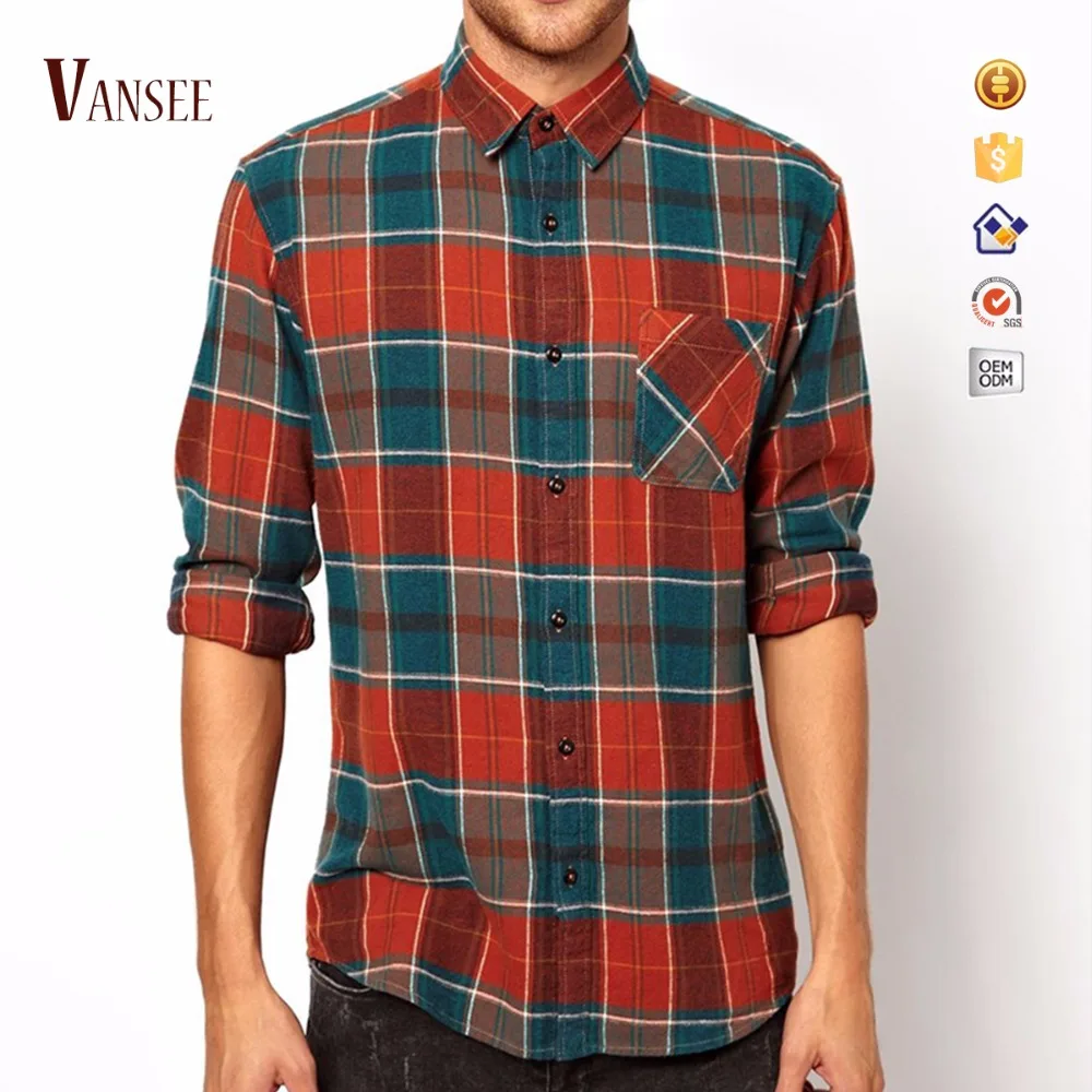 red small check shirt mens