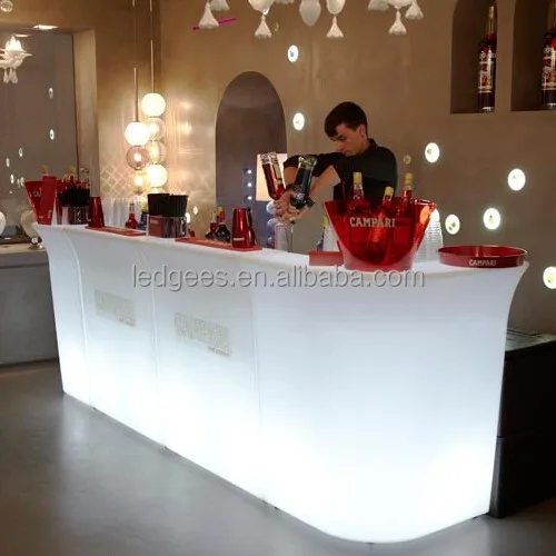 LED Bar Counter Luminous Plastic Furniture Home Outdoor Kitchen Garden Hotel School-Multifunctional Table Chair Set