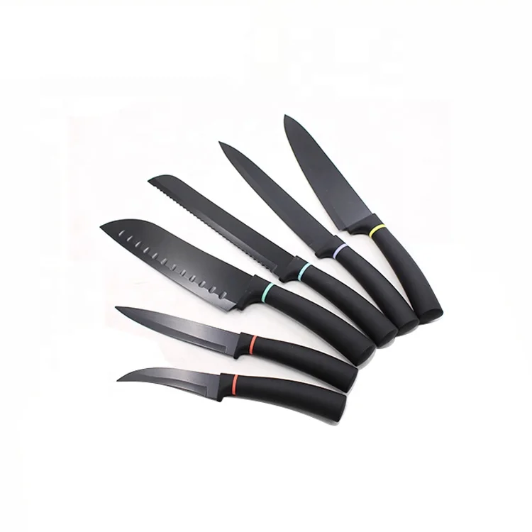 2021 Best Seller Customized Pattern PP handle rubber coating kitchen knife set Stainless steel magnetic holder
