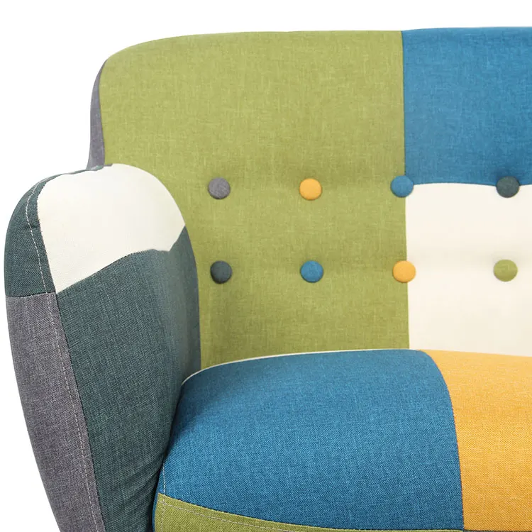 Modern Living Room Simple Design Upholstered Luxury Colorful Patchwork Retro Chairs for Hotel Furniture