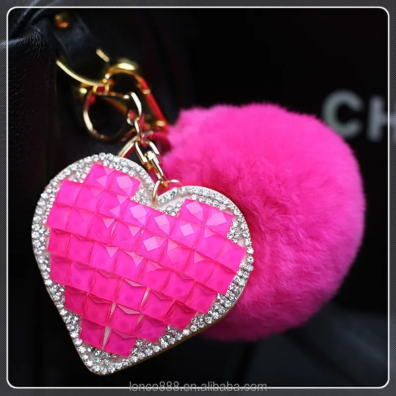 Kc96 Heart Shaped Crystal Keychain Blue Tassel Fur Ball Pom Pom Keychain For Car Key Ring Handbag Buy Pineapple Hairball Keychain Diamond Pineapple Keychain Unusually Rose Red Key Chain Heart Rhinestones Bag