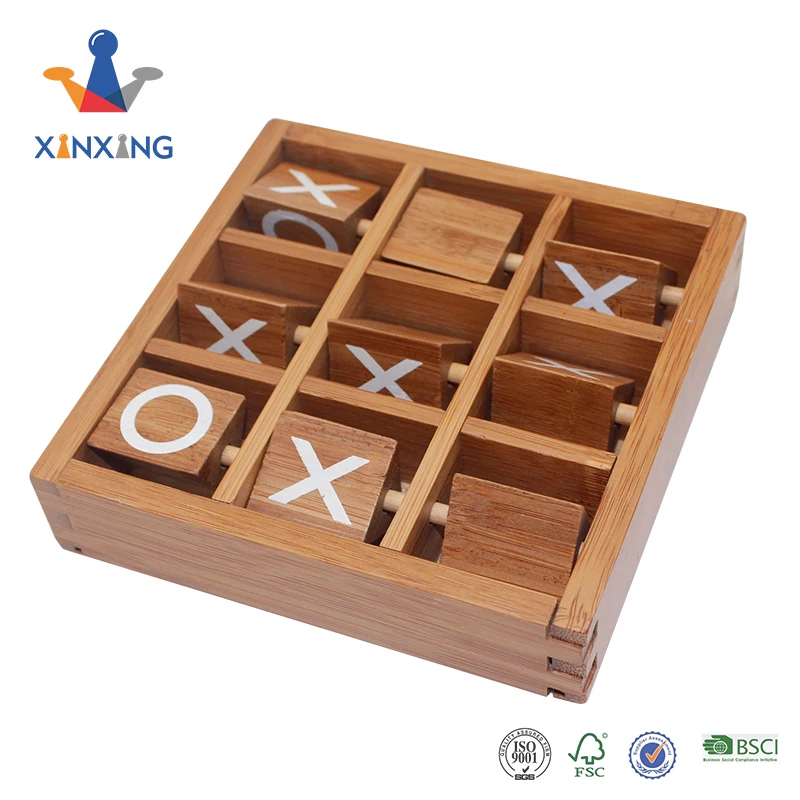 Tic Tac Toe Wooden Board Games Noughts and Crosses Family Travel Game