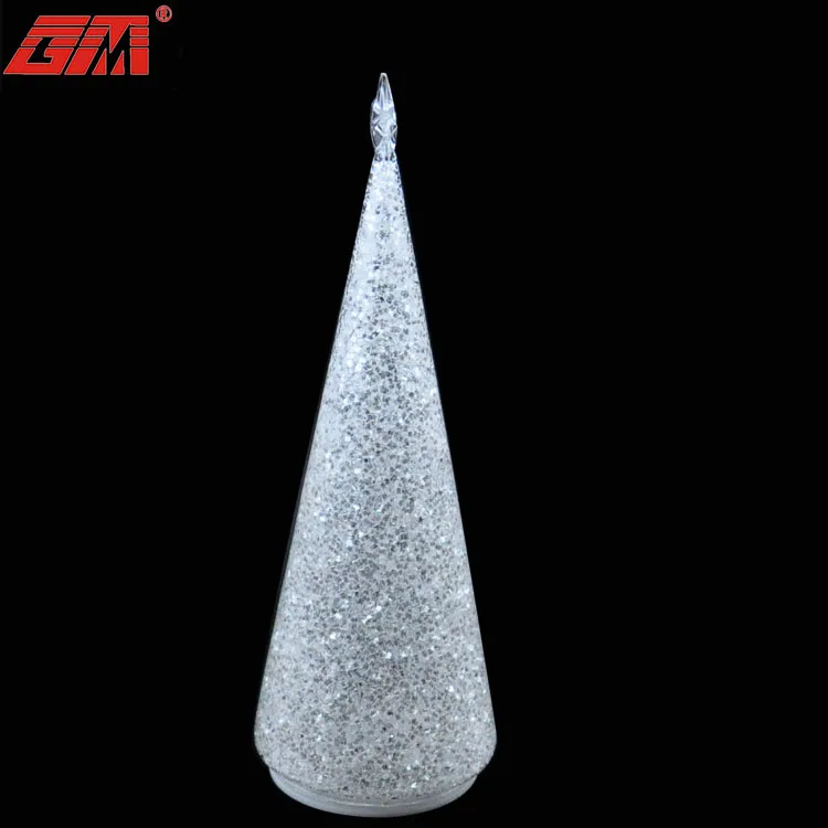 New arrival glass Christmas tree decoration with glitter and LED  inside for xmas decor tabletop christmas trees custom form ch manufacture