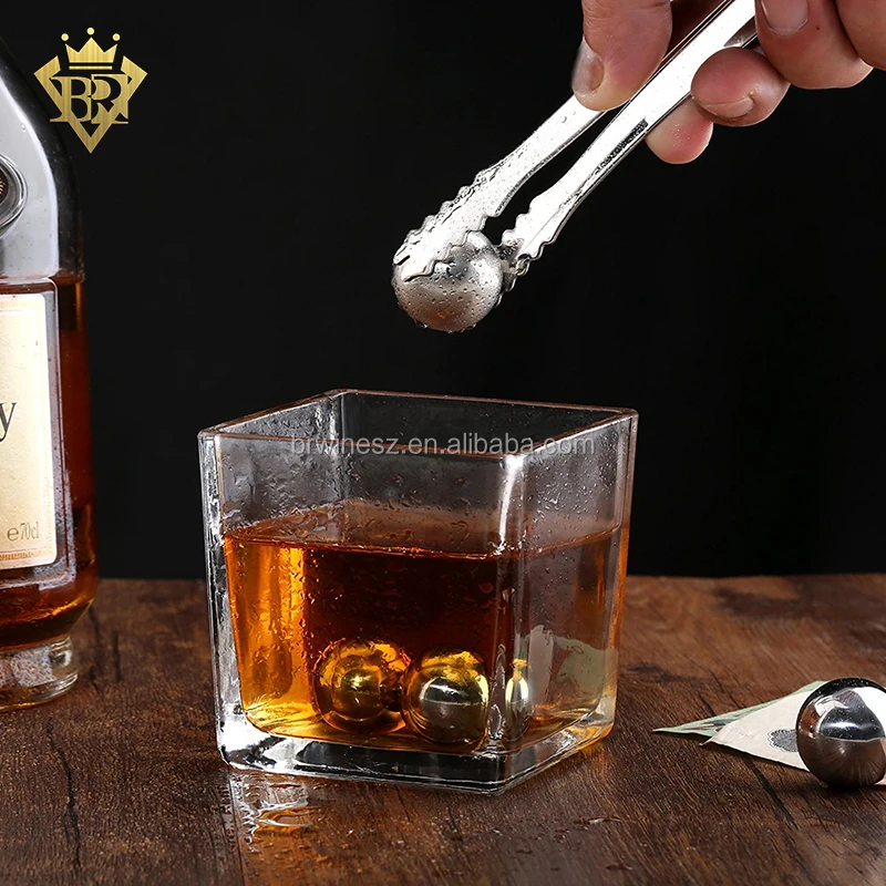 25mm Whiskey Ice Balls Wine Chilling Stones Reusable Stainless Steel Set