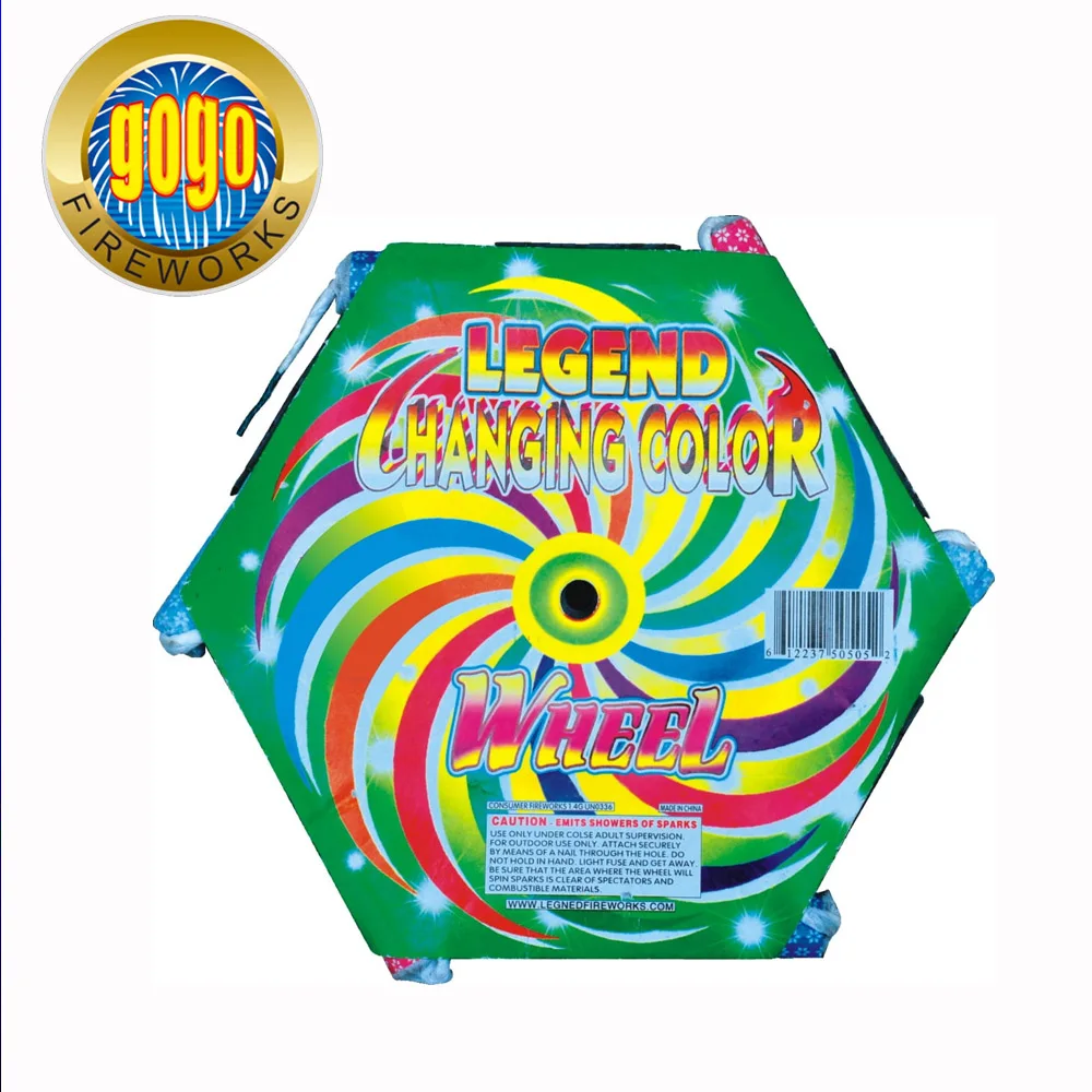 S7505 Legend Changing Color Wheel Flying Novelty Fireworks Special Shape Fireworks Happy Boom Firecrackers Packing in 72/1