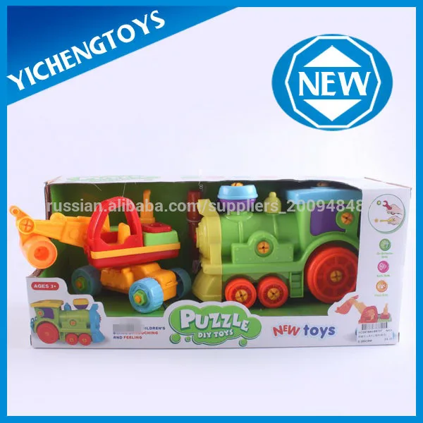 3d diy пластиковых головоломки поезд и инженерных ван с набора