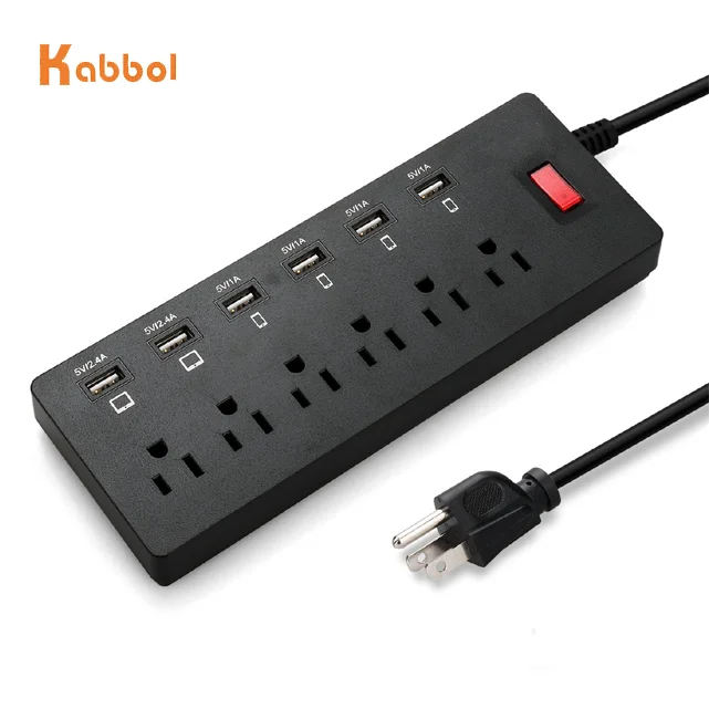 Extensor De Enchufe Múltiple Con 5 Salidas Y Protección Contra Sobretensiones | 3 USB A + 1 USB C | 1050 J | HANYCONY | Blanco