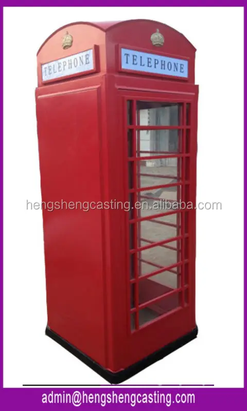 アンティークロンドン レッド公衆電話ボックス 90x90x240cm 鉄/鋼製