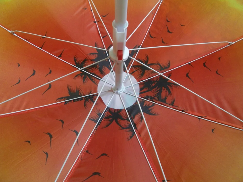 Custom Outdoor Cheap Palm Tree Printed UV protection Parasol Beach Umbrella