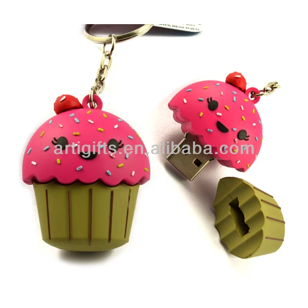 Factory Direct Sales Custom Promotion Gifts 3D PVC Cute Usb Drive Holder Key Ring Keychain