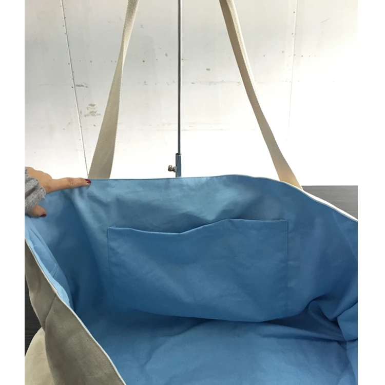 Оптовая продажа, хлопковая пляжная сумка-тоут большого размера с индивидуальным принтом логотипа