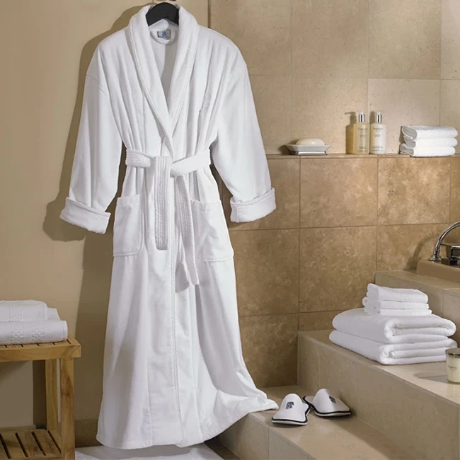 Corde de bain blanche dames corde de bain robe de chambre peignoir