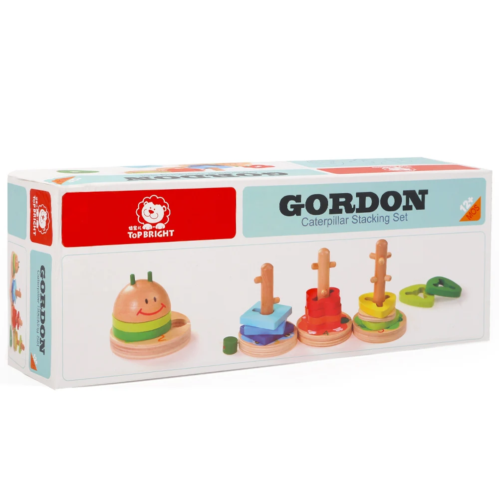 Лучшая Яркая деревянная гусеница радужная образовательная штабелеукладывающая игрушка