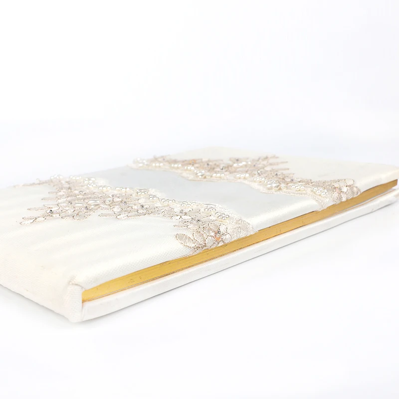 cheap price good quality embroid customized blank wedding glitter guest book