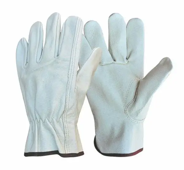 Yellow pig split leather driver style work gloves for
