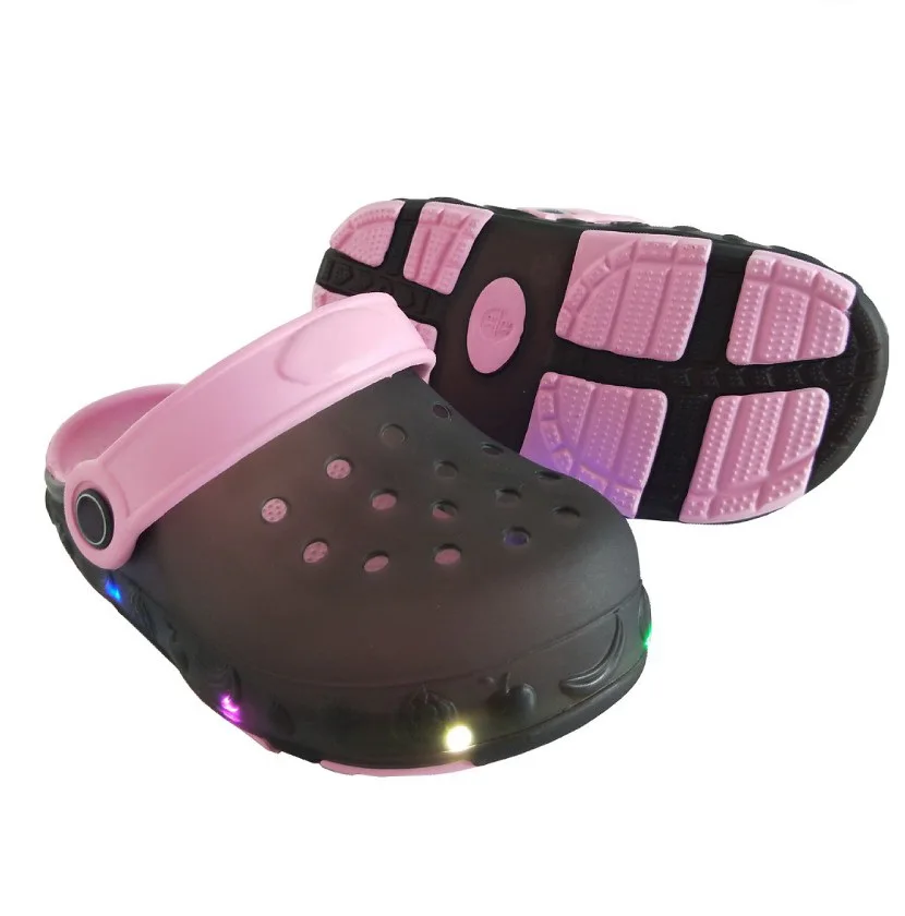 Детские сабо со светодиодной подсветкой, садовая прогулочная обувь, повседневная обувь