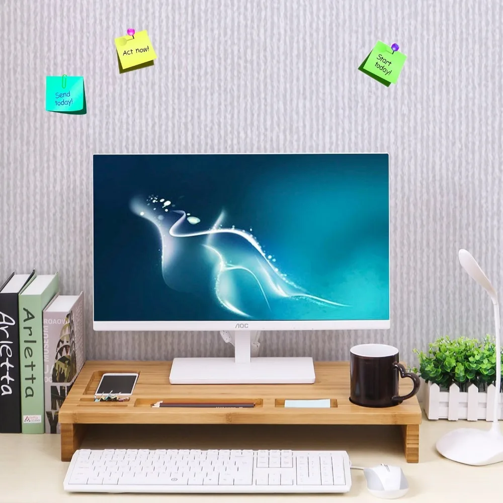 Подставка для монитора из бамбука, деревянный Настольный столик, стойка-органайзер, современный естественный мост, стол для ноутбука, коммерческая мебель