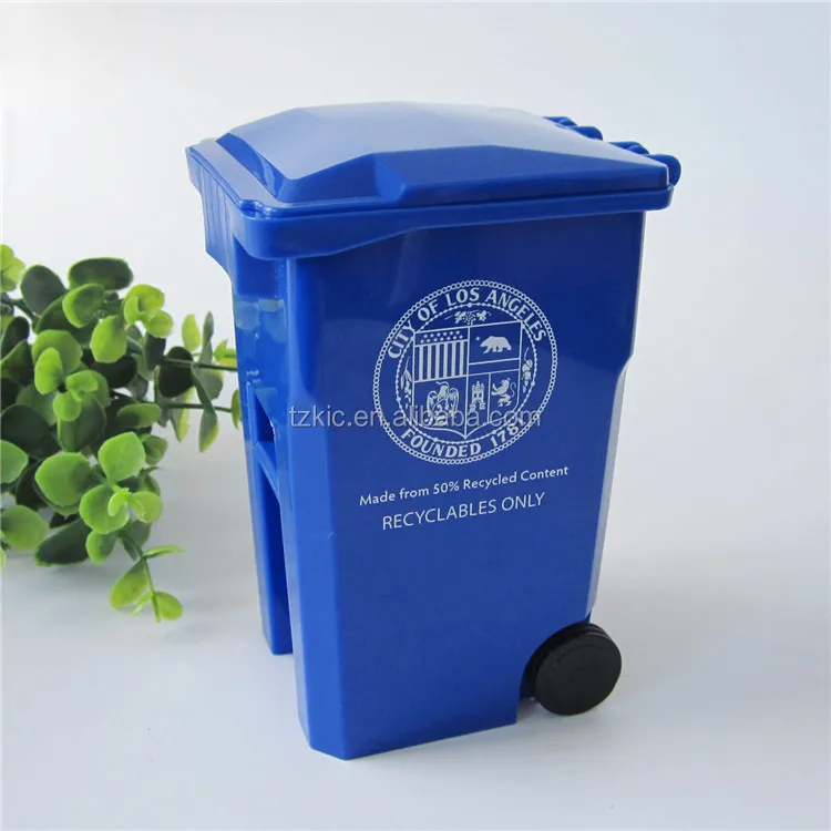 Plastic  Mini Garbage Bin WWith Wheel Green Earth Sanitation