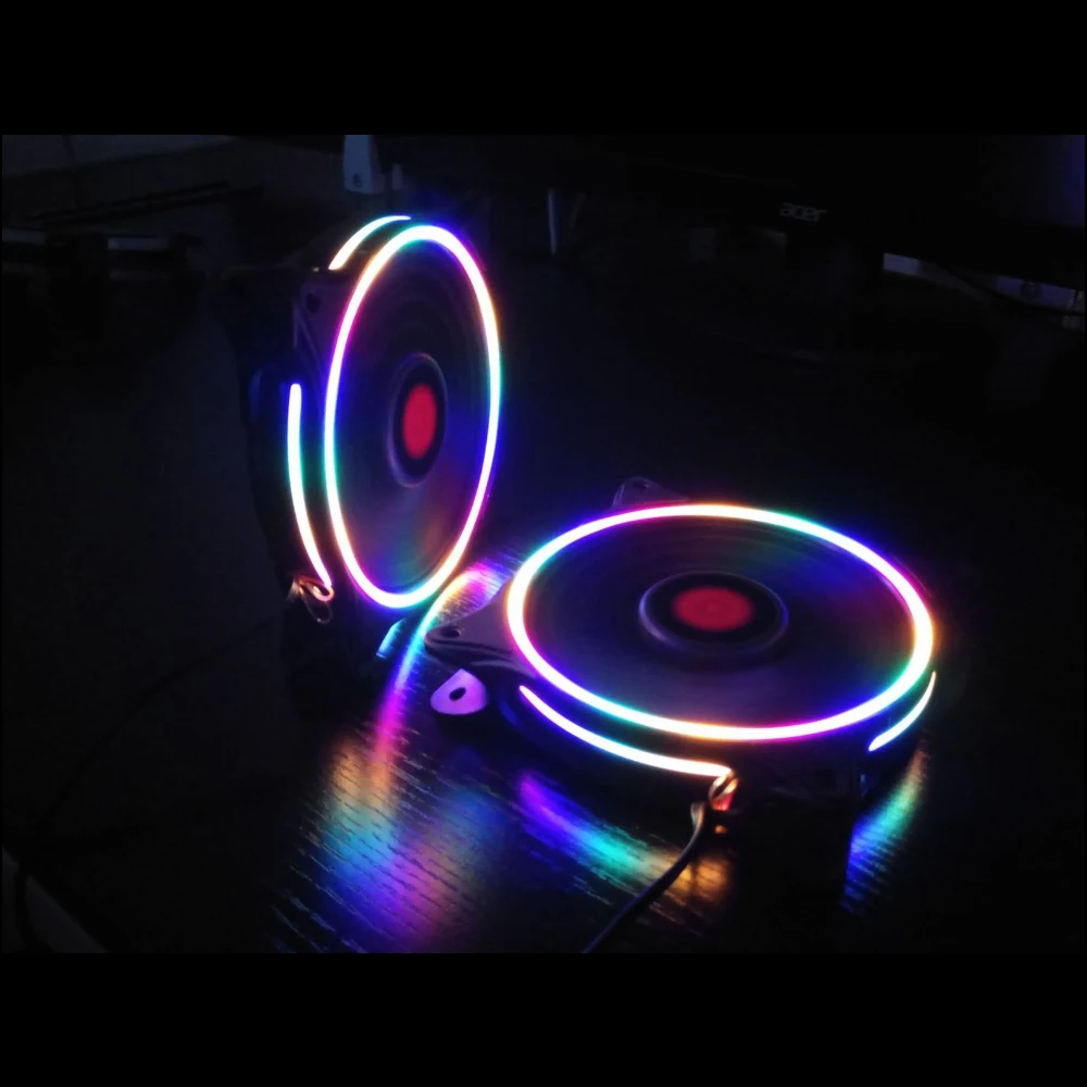 
Работающего на постоянном токе 12 В в RGB охладитель Вентиляторы led 120 Вентилятор охлаждения 120 мм для компьютера ПК чехол 