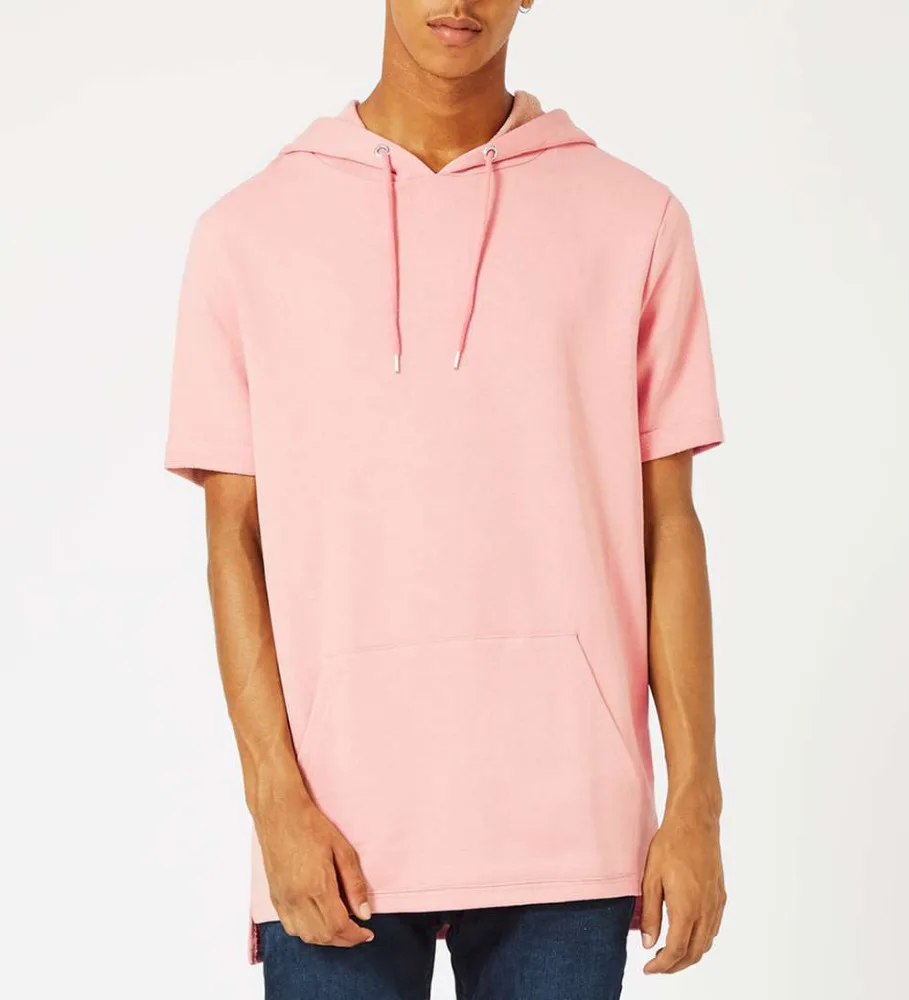 pink short sleeve hoodie mens
