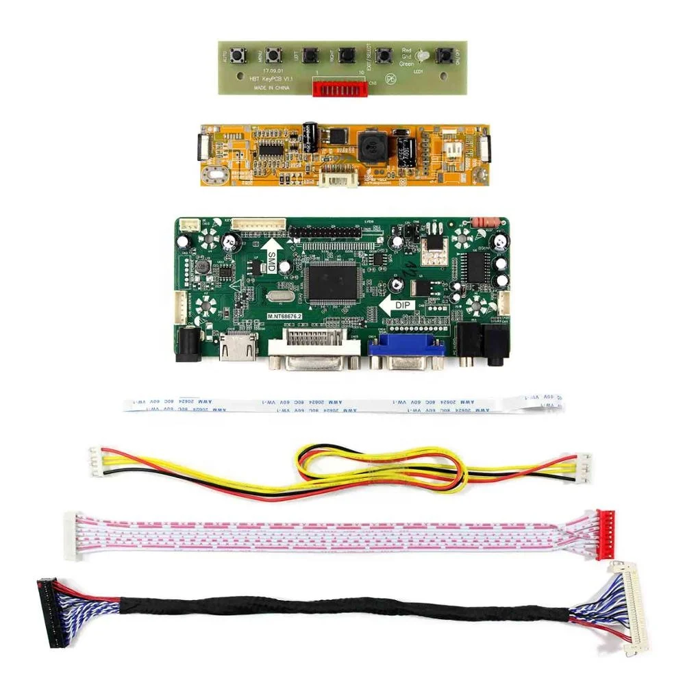 Плата контроллера аудиосигнала HD MI DVI VGA M.NT68676 работает с интерфейсом LVDS 21,5 дюйма 1920x1080 интерфейс LVDS ЖК-экран