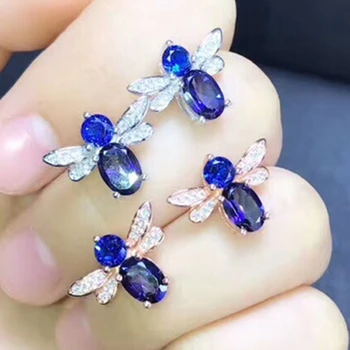korean earrings wholesale 2018 new design 925 sterling silver gemstone jewelry natural yellow citrine crystal stud bee earrings