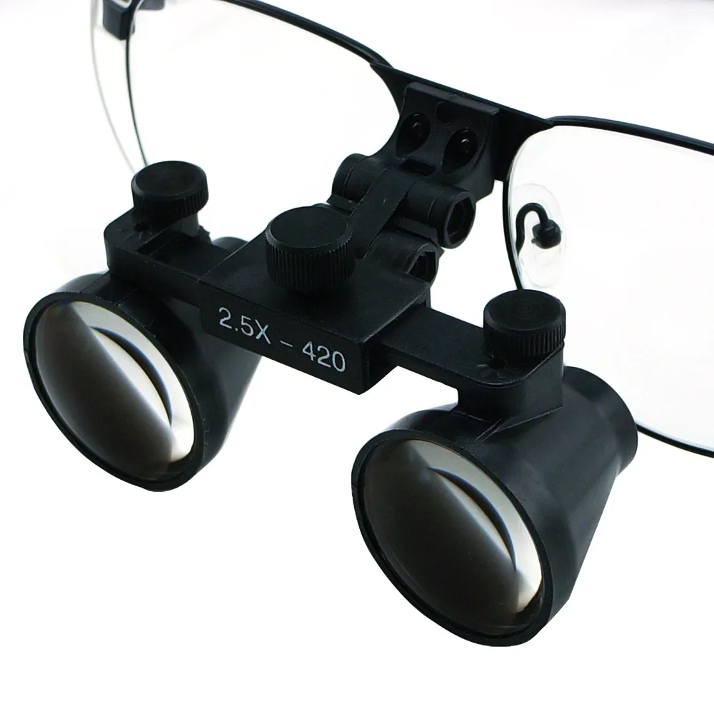 2.5X Magnification Dental Loupes, Galilean Style Binocular, 100mm Field of  View + 90mm Depth of Field + 420mm Working Distance, Flip-Up Function