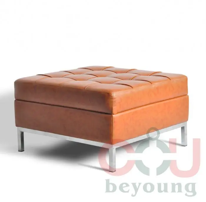 stainless steel square foot leather ottoman stool footrest