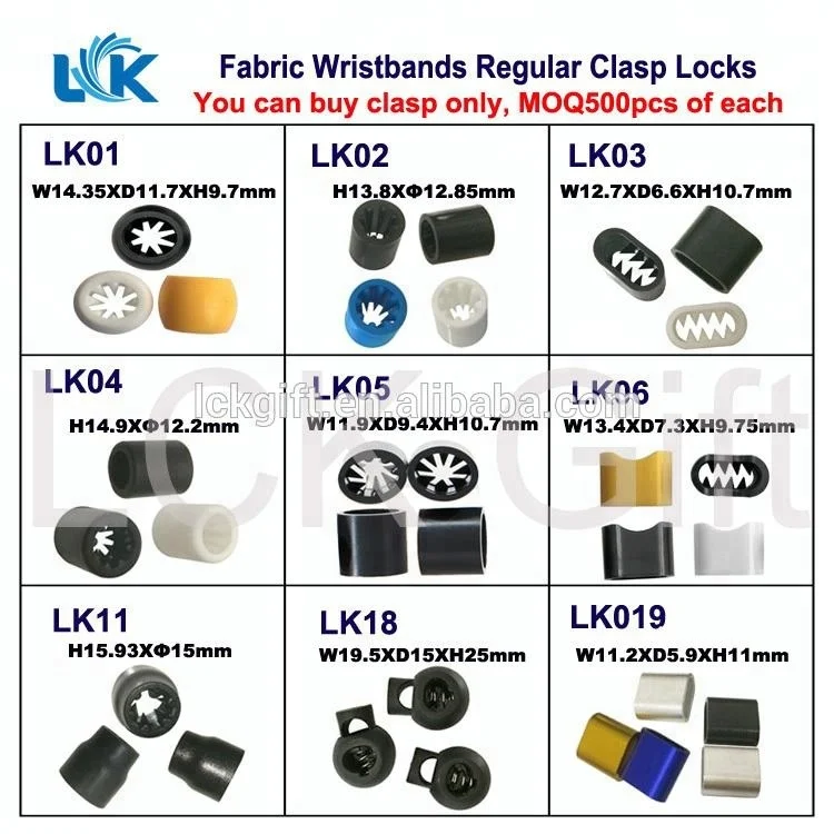 Plastic Slide Lock Clasps Wristbands Barrel Lock Clasp Plastic Festival Fabric Wristband Clasp